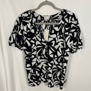 A New Day Black and White Patterned Blouse